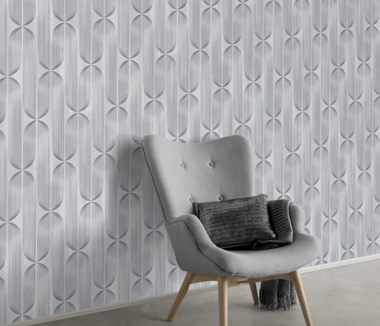 Tapeta srebrny wzór geometryczny na flizelinie 10611-24 Erismann Elle Decoration 5
