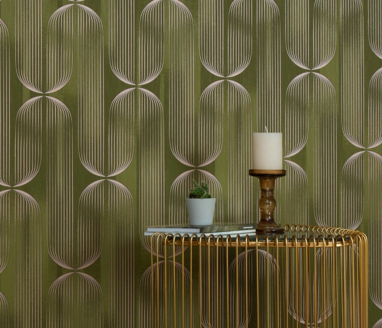 Tapeta zielony wzór geometryczny na flizelinie 10611-45 Erismann Elle Decoration 5