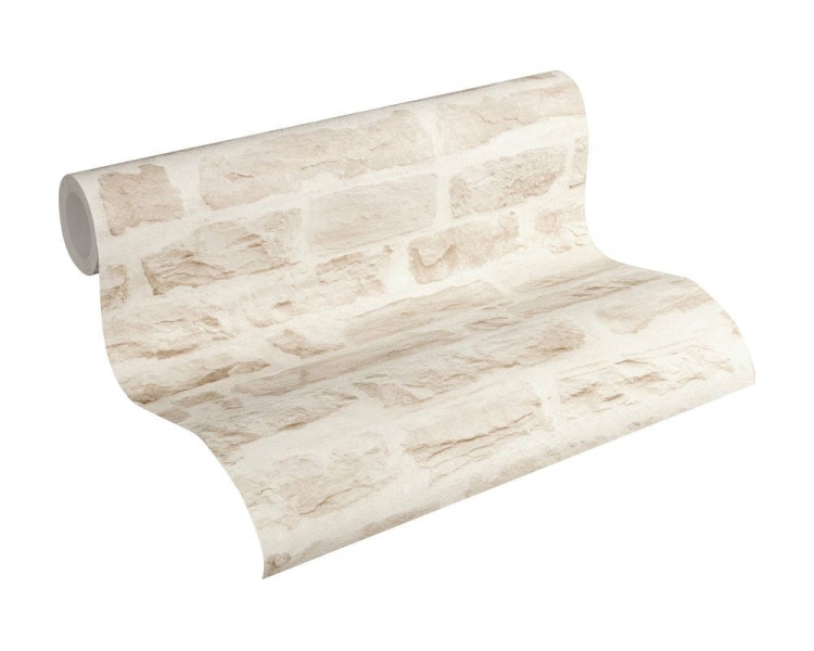 Elements 35580-3 Tapeta ścienna AS, tapeta na flizelinie AS Creation kamień wapienny 3D beżowy, mur kamienny, tapeta do pokoju, kuchni