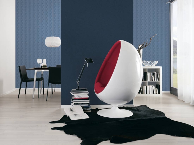 New Life 3565-36 Tapeta ścienna AS, tapeta na flizelinie do pokoju, granatowy, splot tkaninowy