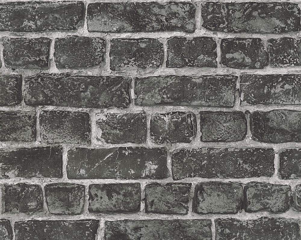 tapeta czarna cegła 3D, mur ceglany czarny, tapeta AS 30682-2