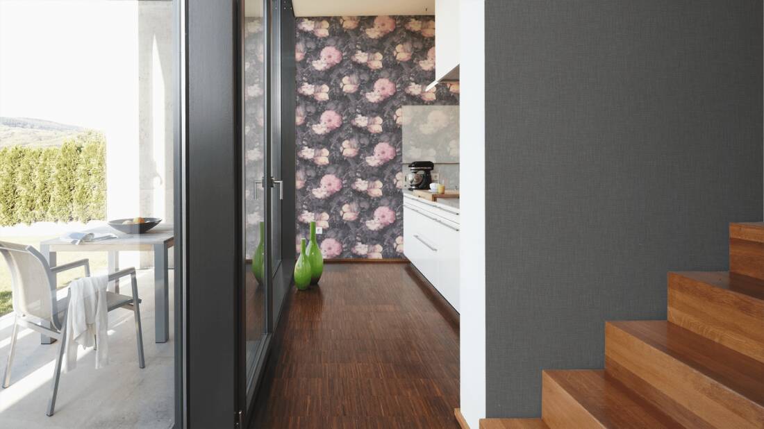 Tapeta ścienna AS Metropolitan Stories 36922-3, splot tkaninowy, antracyt len, ciemnoszary