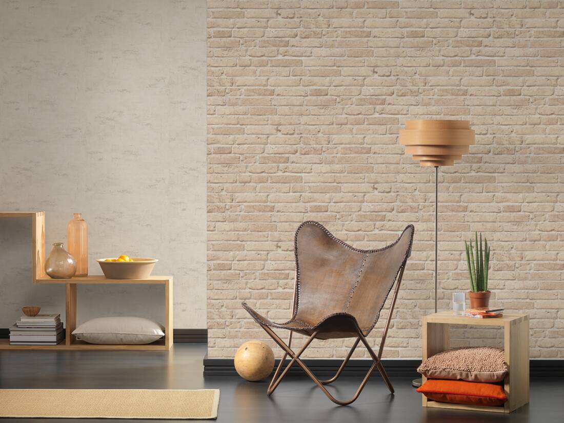 tapeta cegła 3D, mur beżowy, tapeta AS 35581-2