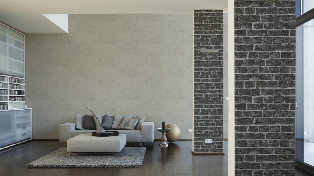 tapeta czarna cegła 3D, mur ceglany czarny, tapeta AS 30682-2