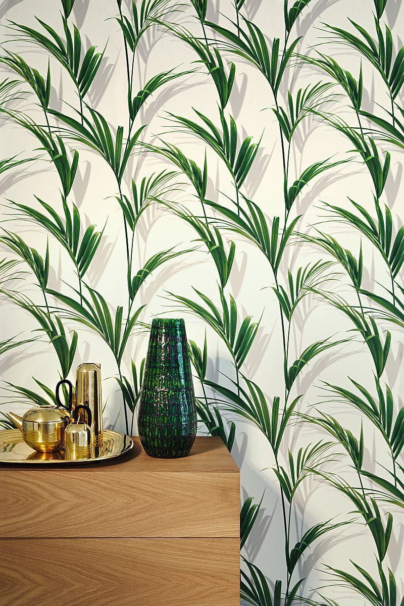 tapeta ścienna palmowe liście 465112 Rasch zielona biała