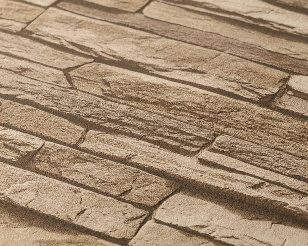 tapeta w kamień, mur kamienny, tapety na ścianę Elements AS Creation 95833-2, brązowy kamień 3D
