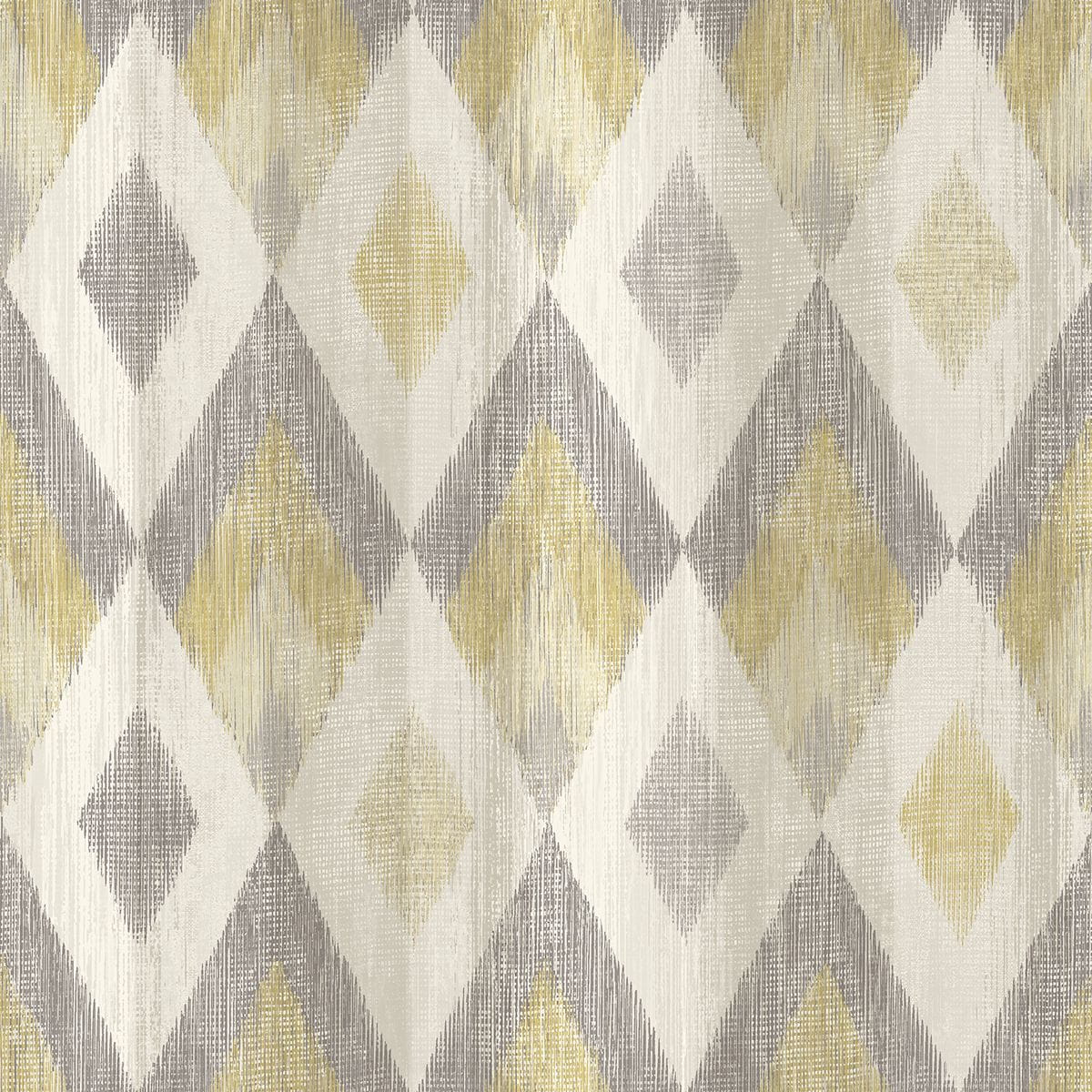 Tapeta Ugepa Odesse L96102, tapeta w romby, wzór geometryczny, tkany dywan koc styl etniczny, szary, żółty