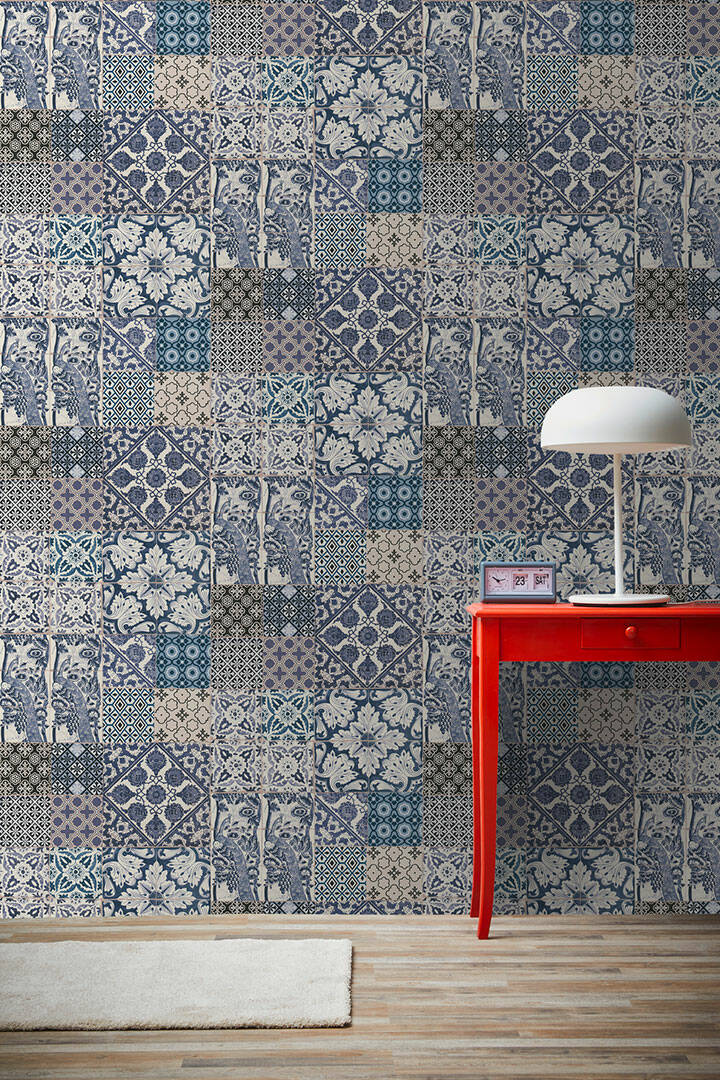 Tapeta ścienna AS Metropolitan Stories 36923-2, tapeta w biało-granatową kaflę, terakotę, decor 3D