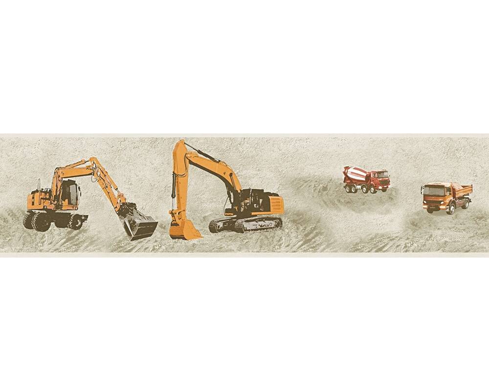 Pasek/Tapeta AS Little Stars 35871-2, tapeta dziecięca, tapeta w koparki, dźwigi