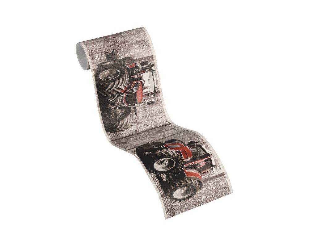 Pasek/Tapeta AS Little Stars 35843-2, tapeta dziecięca, tapeta w deski, drewno, tapeta w traktory