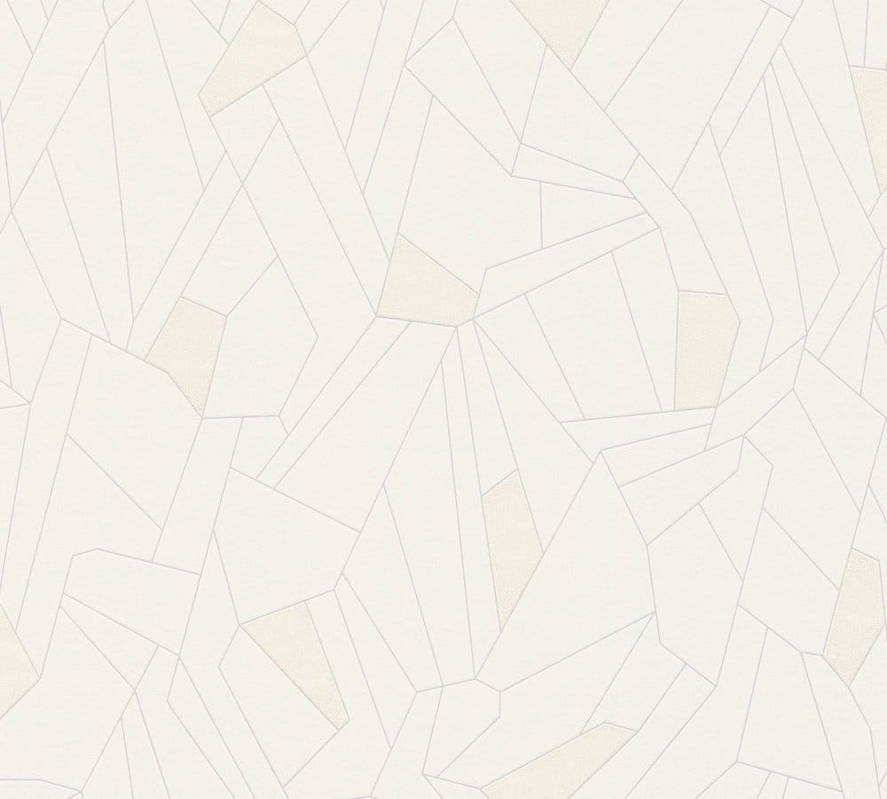 Tapeta New Life 37677-1 , tapeta ścienna na flizelinie, wzór geometryczny, graficzny, kostki, szkiełka, mozaika, biały, perłowy