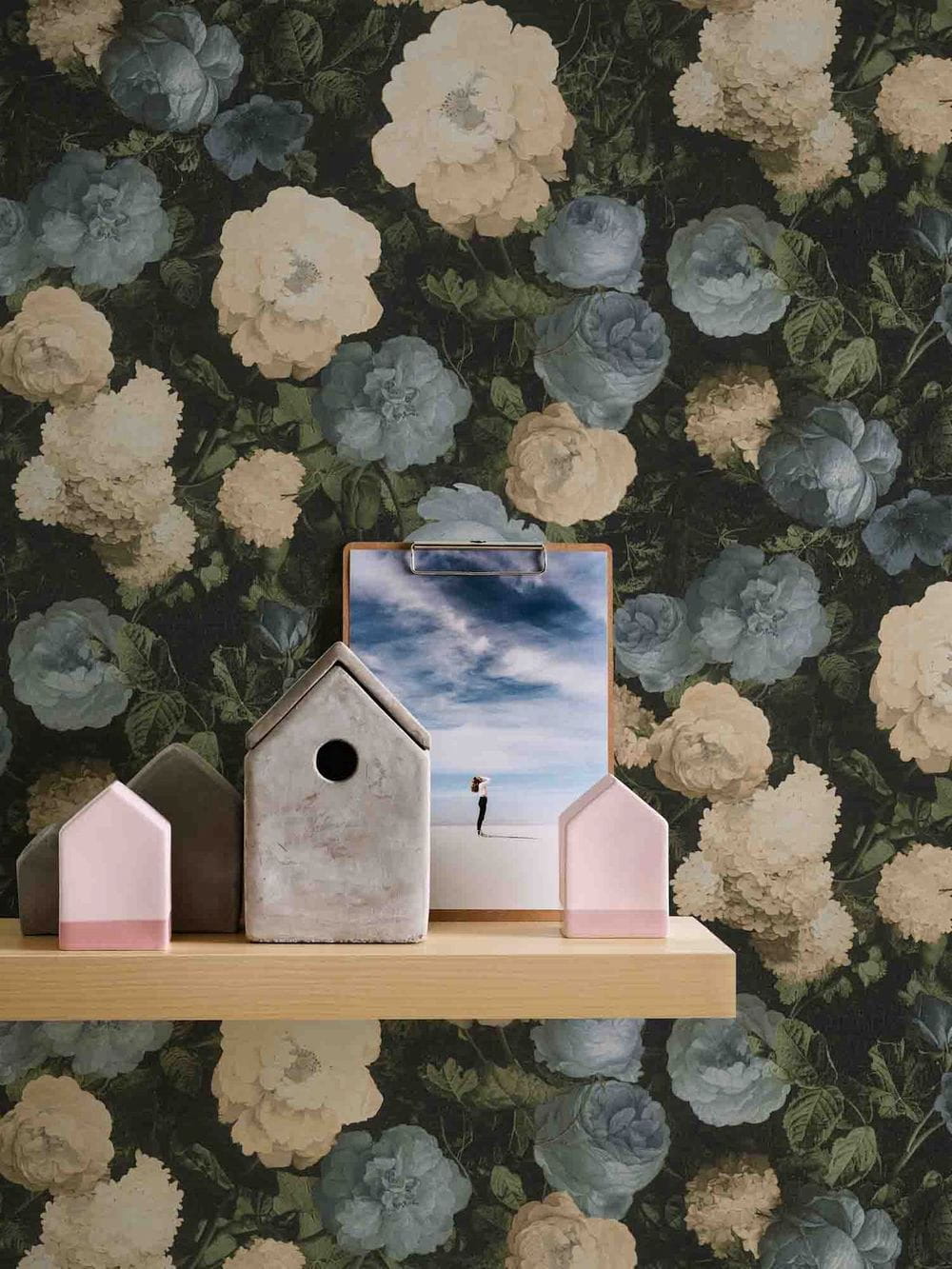 Tapeta AS History of Art 37650-2, tapeta ścienna, kwiaty, róże, lilaki, jak obraz, kremowy, turkusowy, czarny, zielony