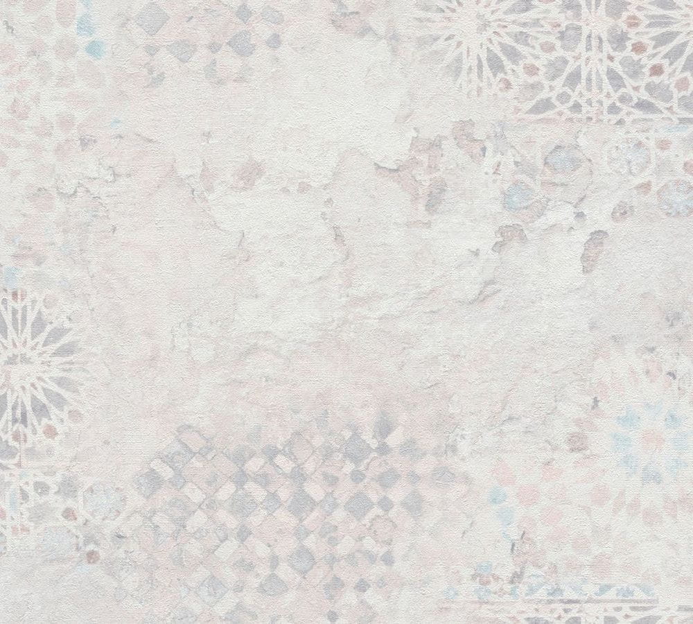 Tapeta AS Metropolitan Stories 2 37858-3, tapeta tynk mozaikowy,okładzina naścienna kolorowy tynk jasny szarawy róż