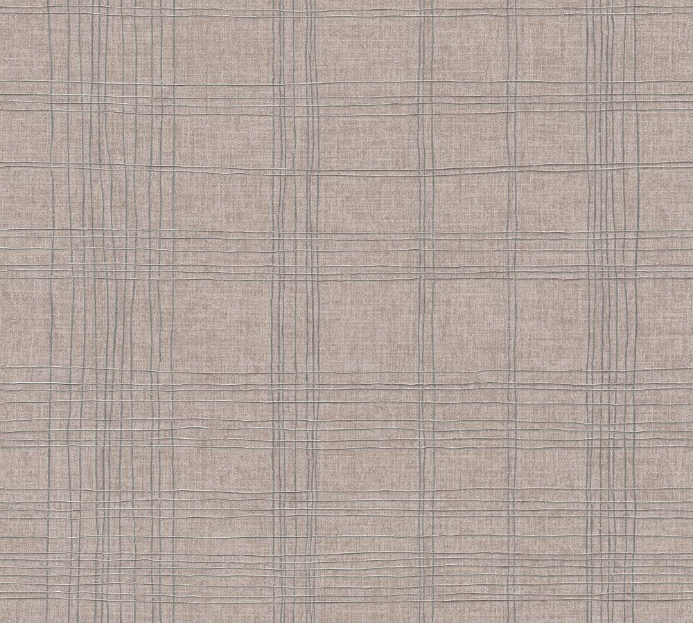 Tapeta ścienna AS Metropolitan Stories 37919-2, brązowo-srebrny wzór geometryczny, krata