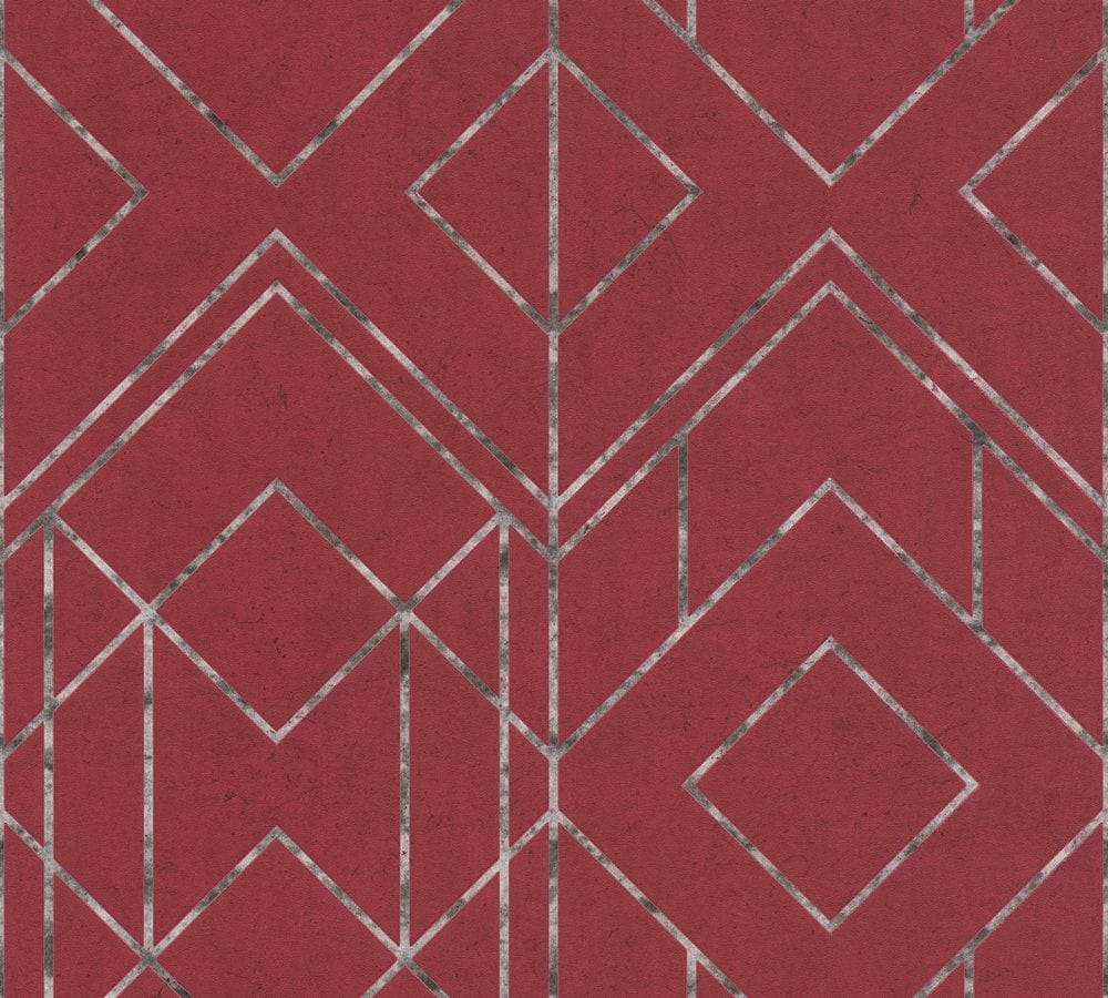 Tapeta ścienna AS Metropolitan Stories 37869-2 bordowy, czerwony wzór geometryczny