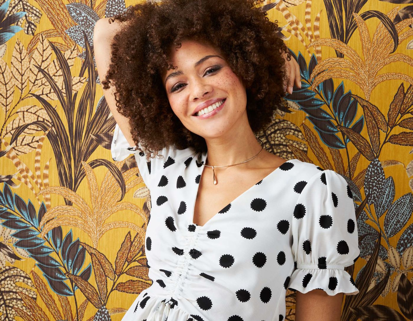 Tapeta ścienna w duże liście, palmy, AS Metropolitan Stories 37860-1 musztardowy, styl afrykański