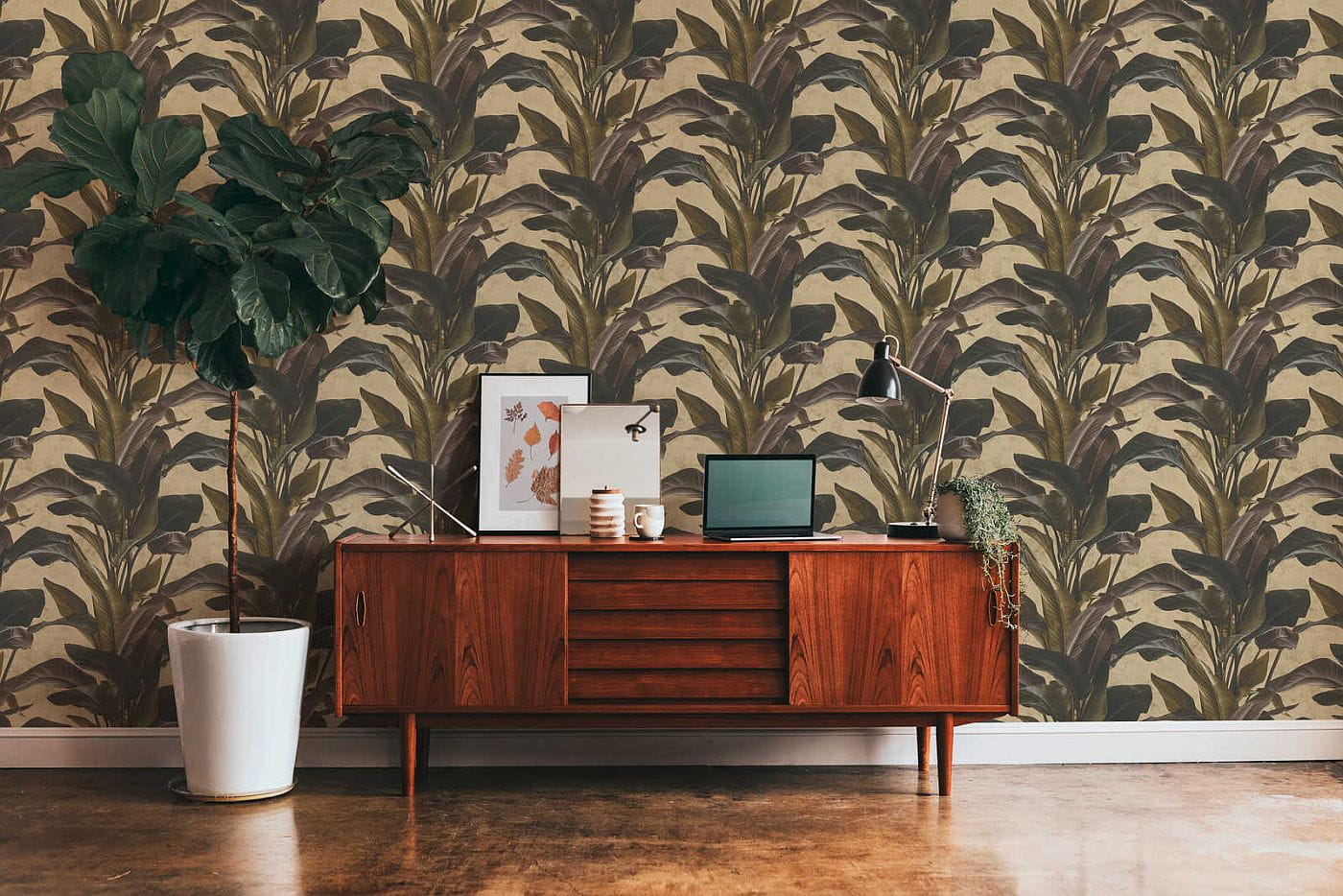 Tapeta ścienna na flizelinie 37862-1 w duże liście, palmy, bananowca
