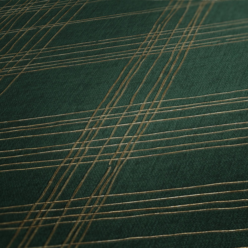 Tapeta ścienna AS Metropolitan Stories 37919-3, zielono-złoty wzór geometryczny, krata