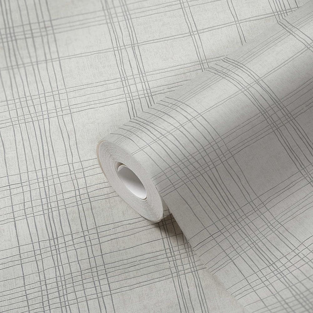 Tapeta ścienna AS Metropolitan Stories 37919-1, biało-srebrny wzór geometryczny, krata