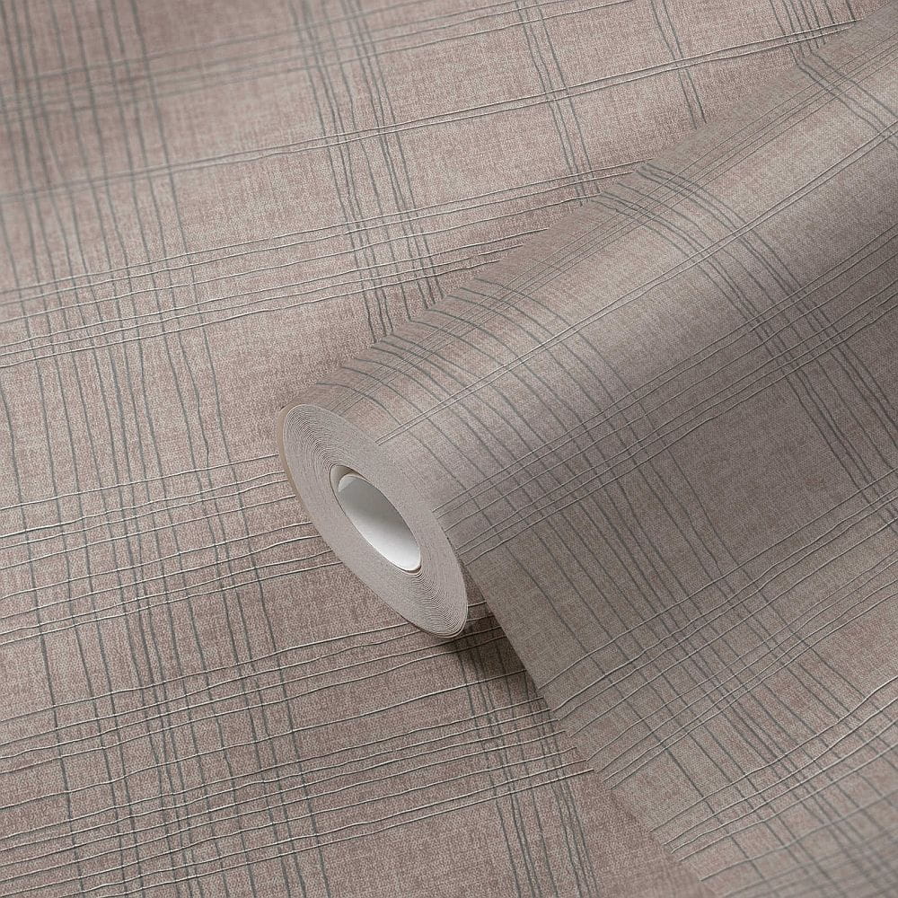 Tapeta ścienna AS Metropolitan Stories 37919-2, brązowo-srebrny wzór geometryczny, krata