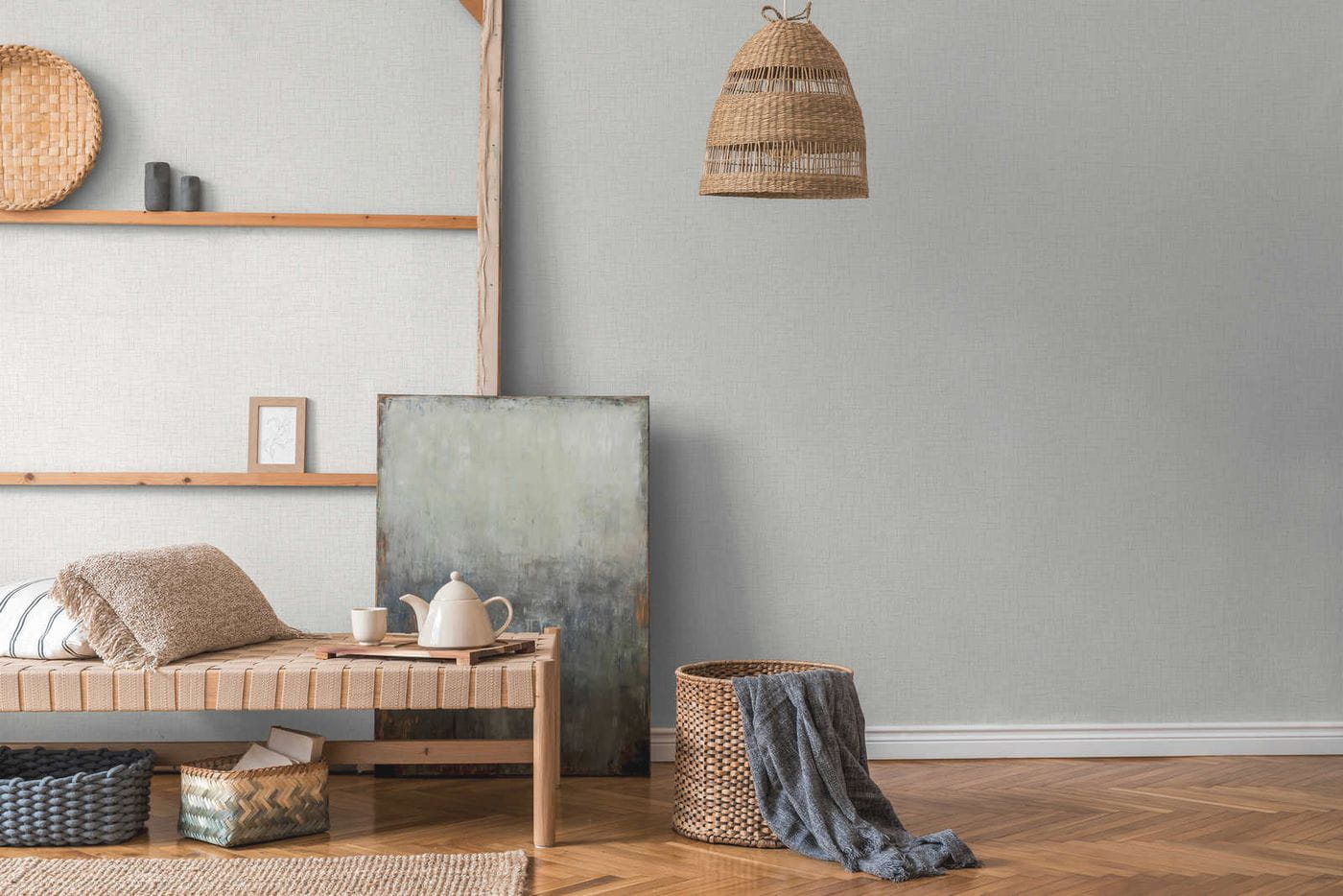 Tapeta AS Metropolitan Stories 2 37953-2, okładzina ścienna na flizelinie, lniana tkanina, materiał, biały, szary, popielaty