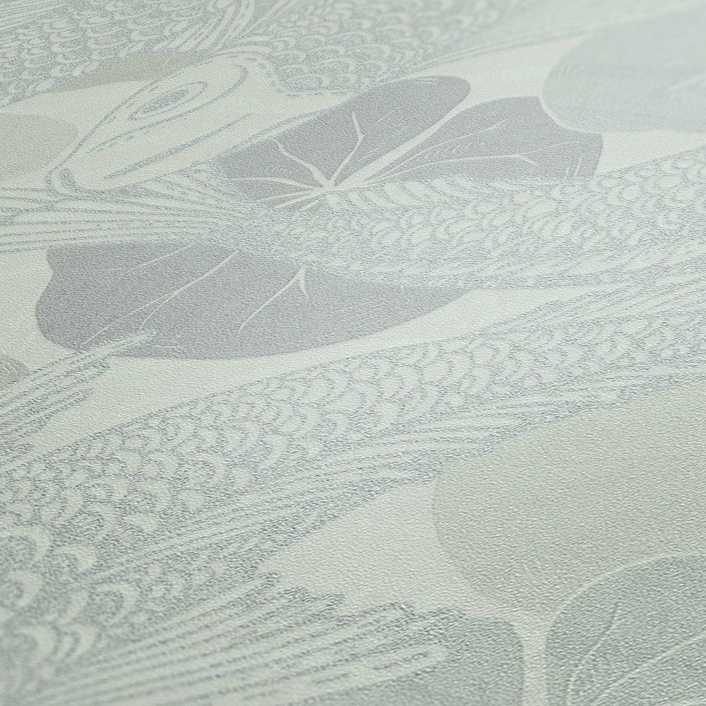 Tapeta ścienna w rybki koi, AS Metropolitan Stories 37859-6 kremowo-srebrny