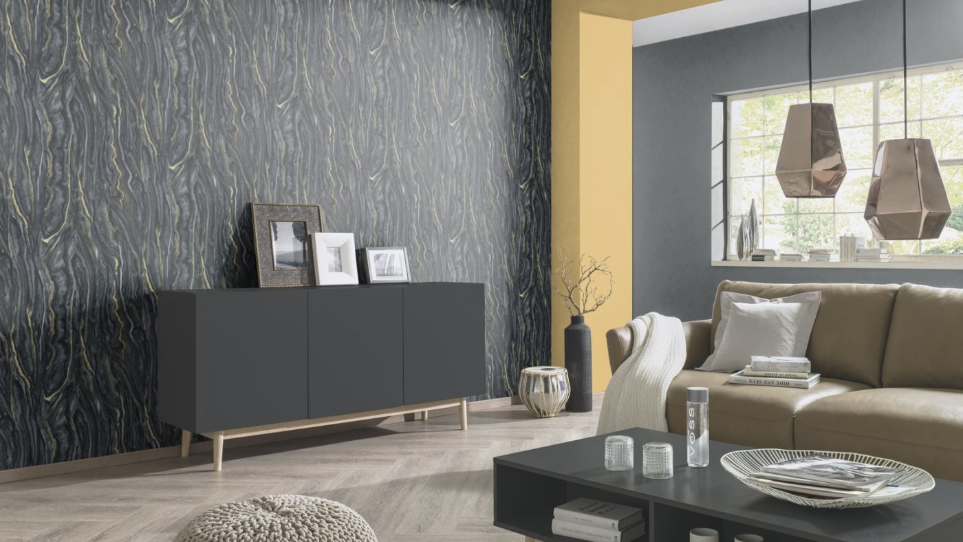 Tapeta Elle Erismann 10149-15 na flizelinie czarny marmur, mitacja naturalnego marmuru