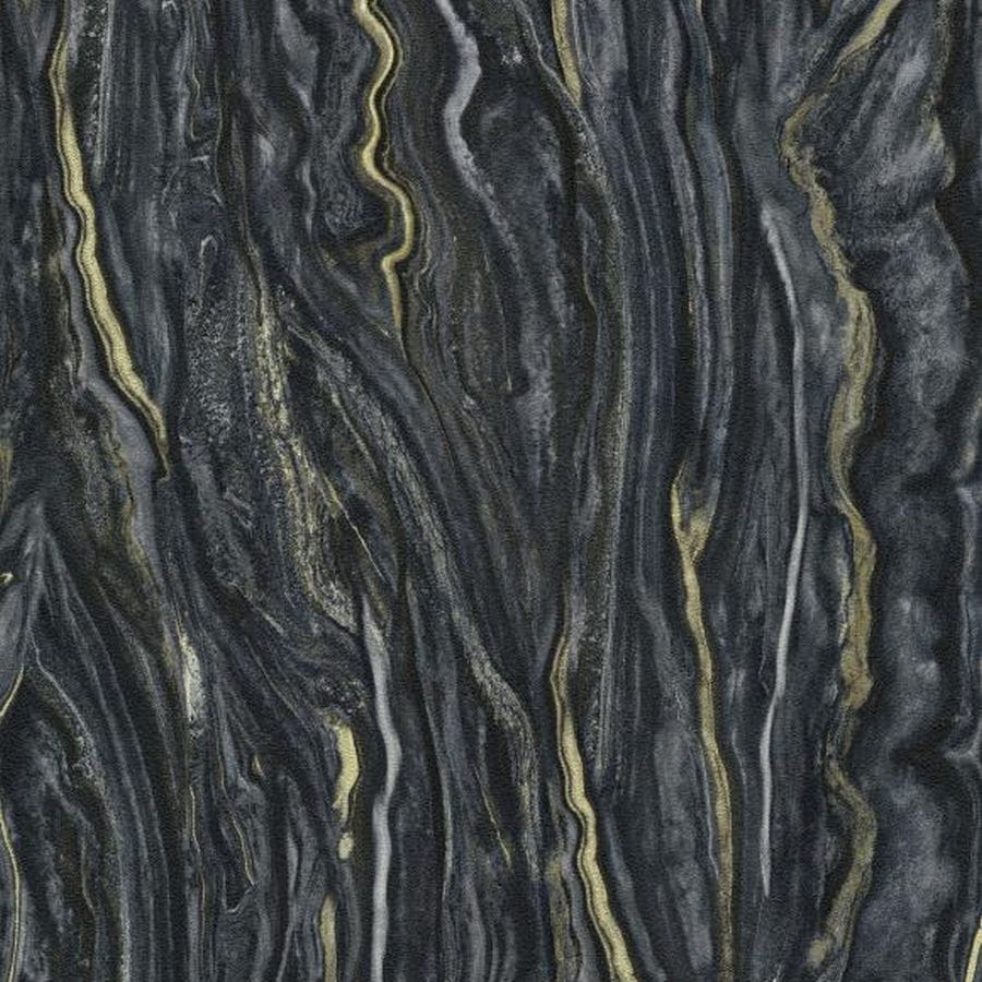 Tapeta Elle 10149-15 na flizelinie czarny marmur, imitacja naturalnego marmuru