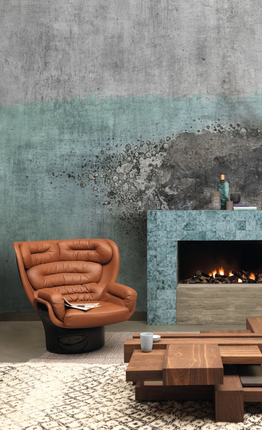 Tapeta ścienna ,mural,fototapeta na flizelinie Rasch Factory 429732, beton, tynk turkusowy