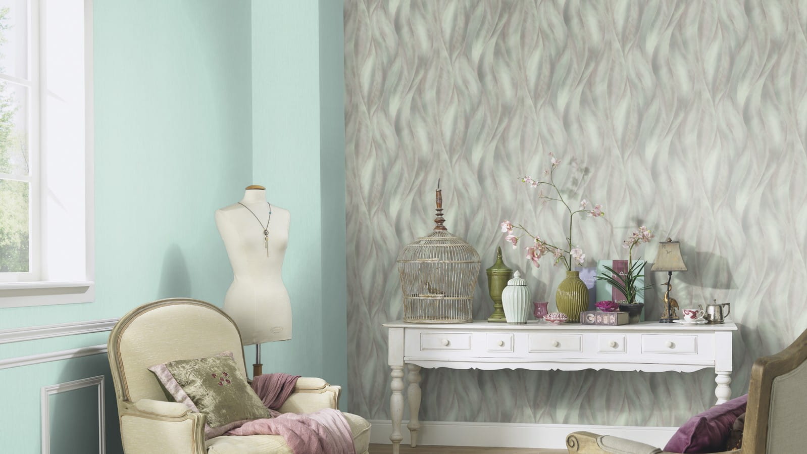 Tapeta Erismann Fashion for Walls 2 10148-18 , wzór botaniczny, liście 3D z brokatem, wzór 3D