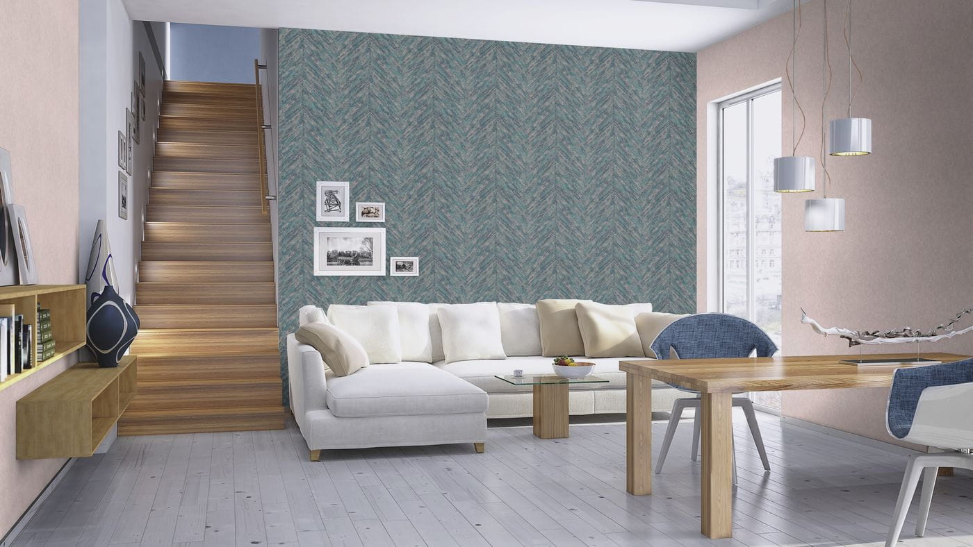 Tapeta Rasch Linares 617542 na flizelinie, tynk ozdobny, pionowe pasy, jodełka