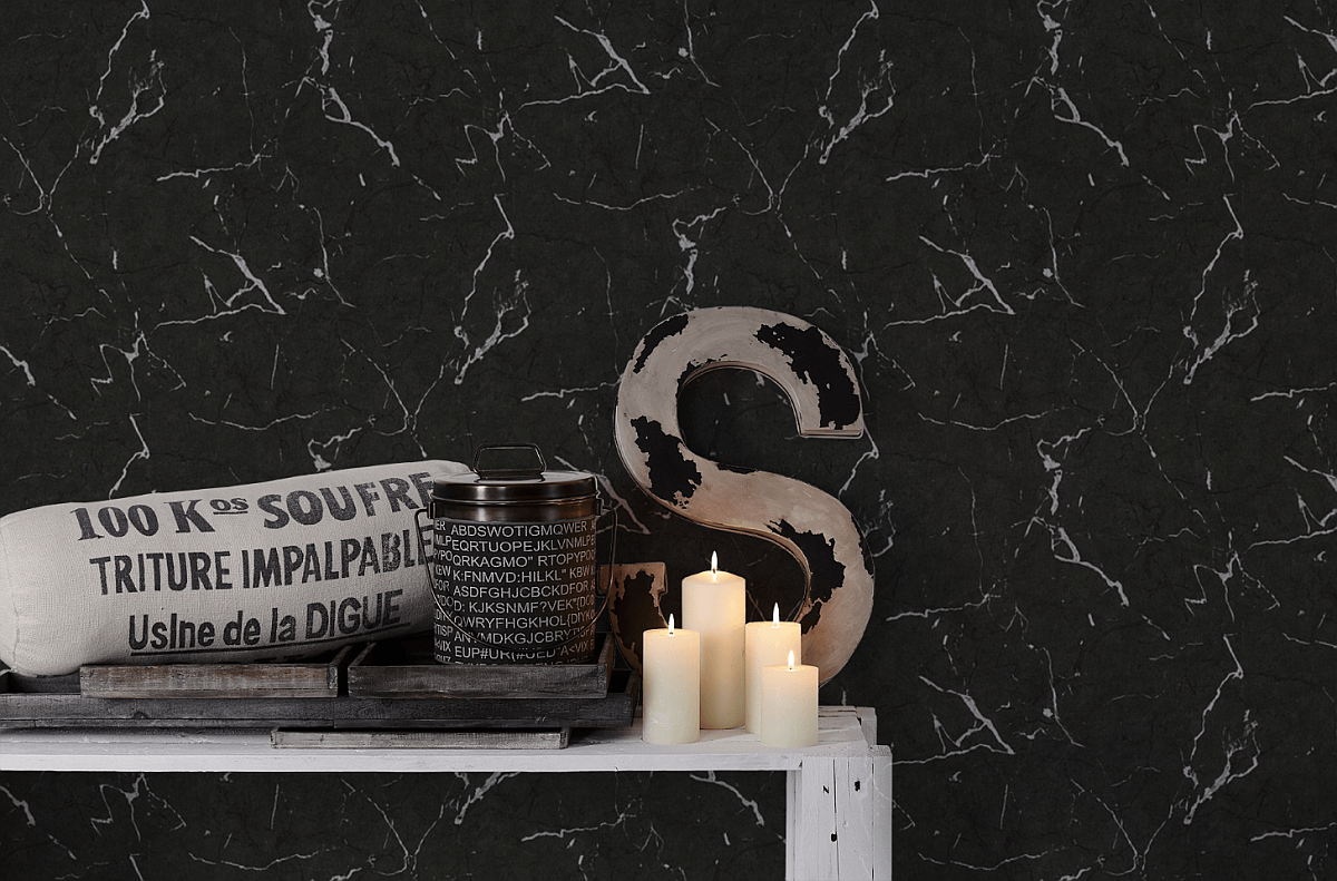 Tapeta AS Metropolitan Stories 2 37855-2 , tapeta ścienna na flizelinie, czarny marmur,