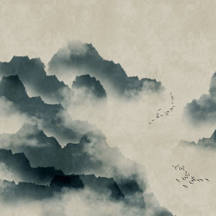 Metropolitan Stories The Wall 38246-1 Tapeta ścienna AS-MURAL, mgła, góry, ptaki