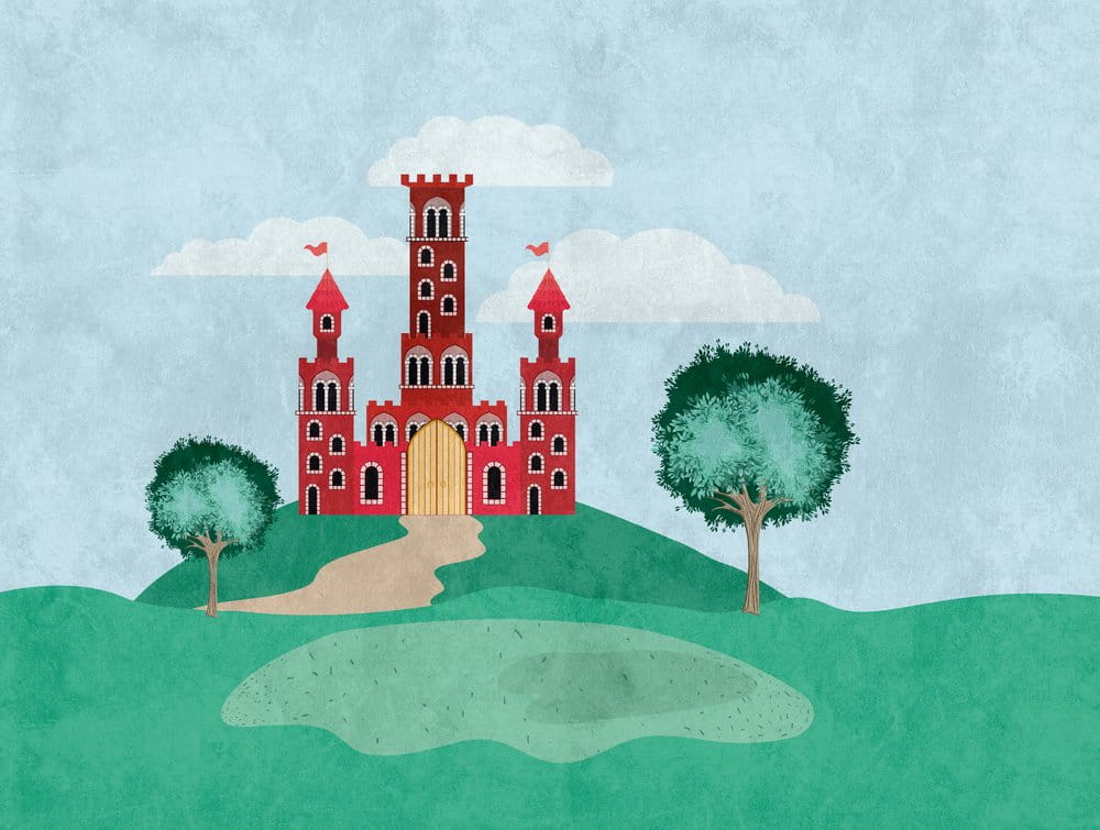 Metropolitan Stories The Wall 38299-1 Tapeta ścienna AS-MURAL, zamek, drzewa, dziecięca