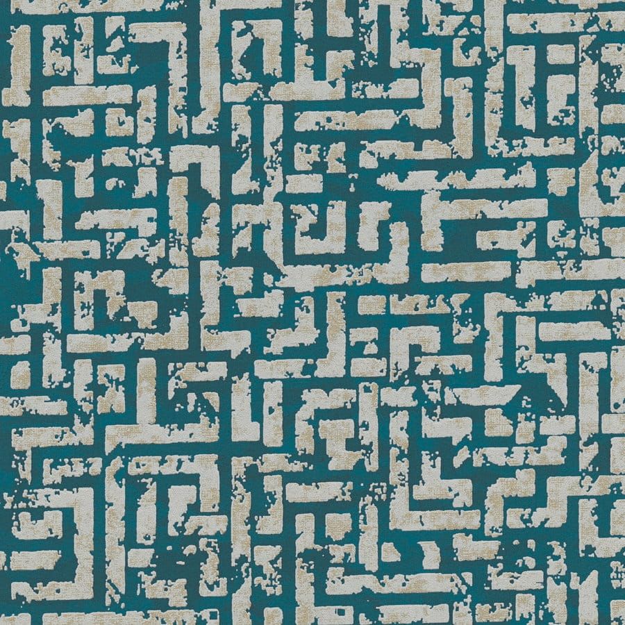 My Home My Spa 38695-3 Tapeta ścienna AS, wzór geometryczny, reliefowy, etniczny, turkusowy