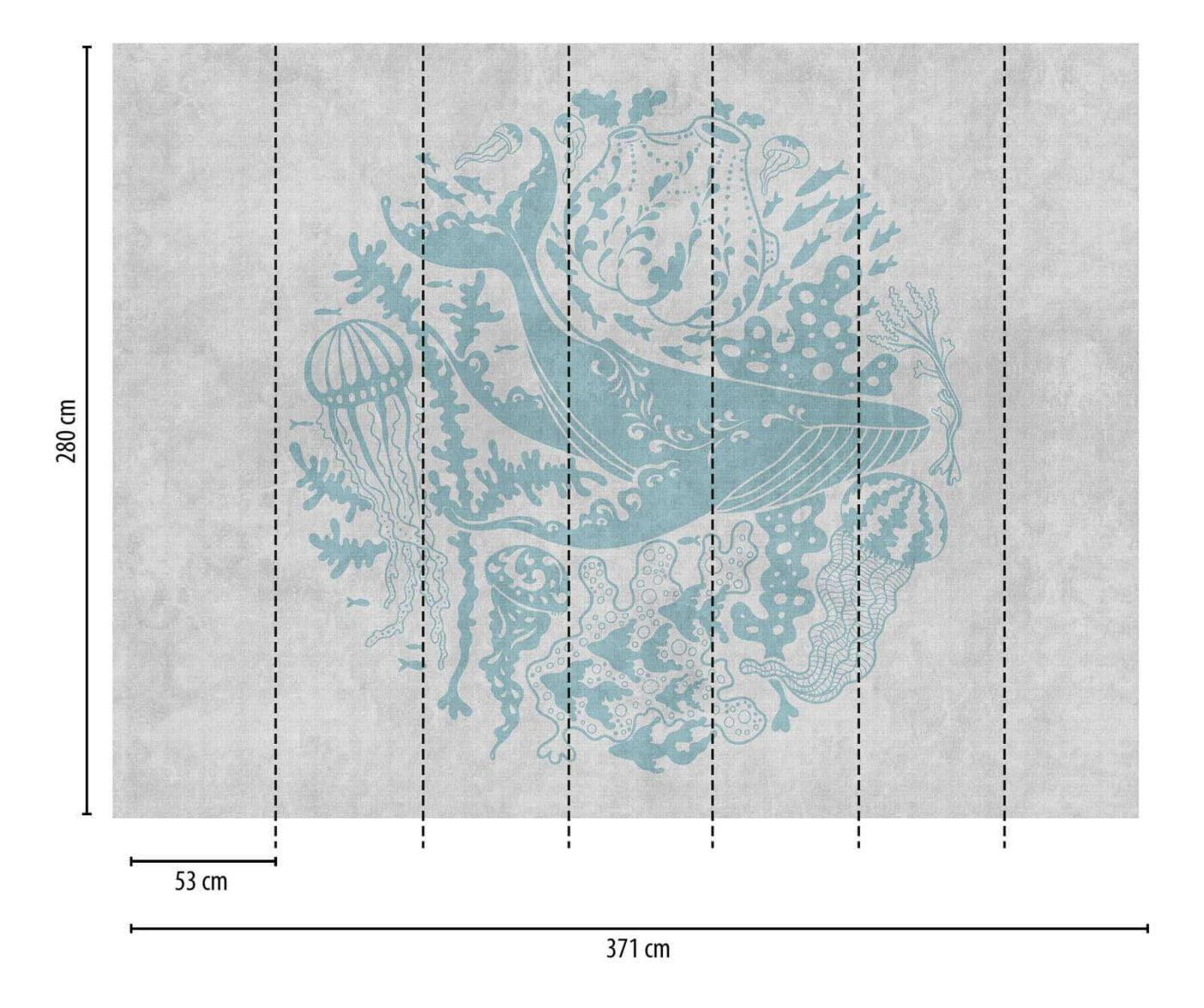 Metropolitan Stories The Wall 38306-1 Tapeta ścienna AS-MURAL, motyw morski, ryby, meduzy