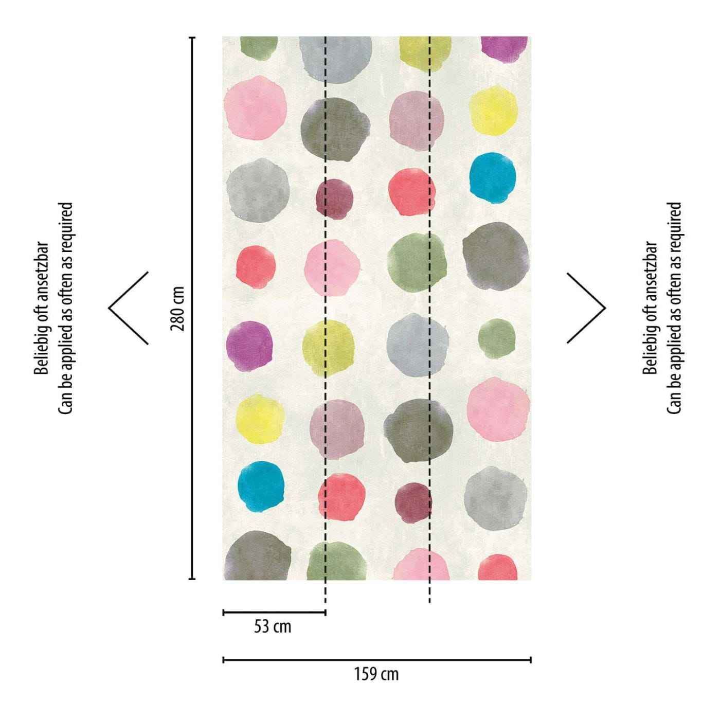 Metropolitan Stories The Wall 38294-1 Tapeta ścienna AS-MURAL, kolorowe grochy, kropki, akwarela