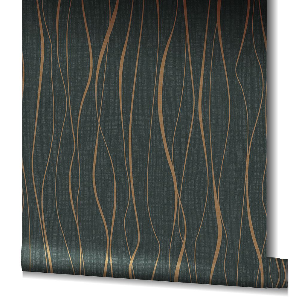 Tapeta ścienna IVY Marburg 82322 Novamur, czarno miedziane pionowe fale