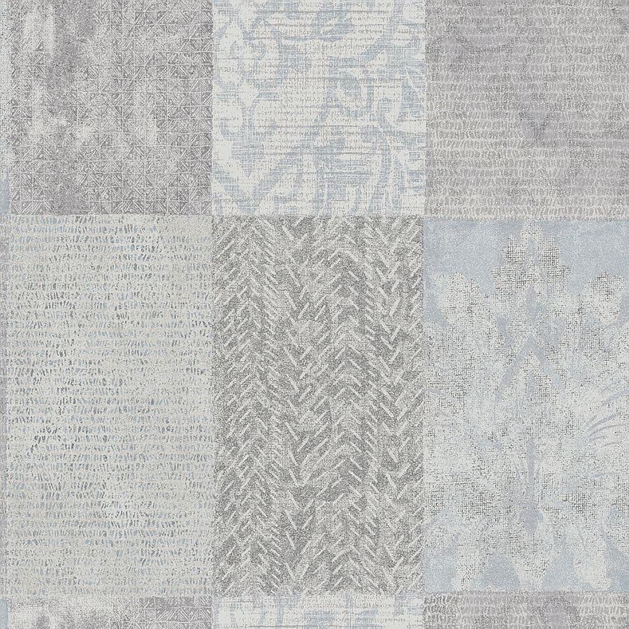Tapeta ścienna IVY Marburg 82287 Novamur, wzór marokański, krata, szaro niebieski