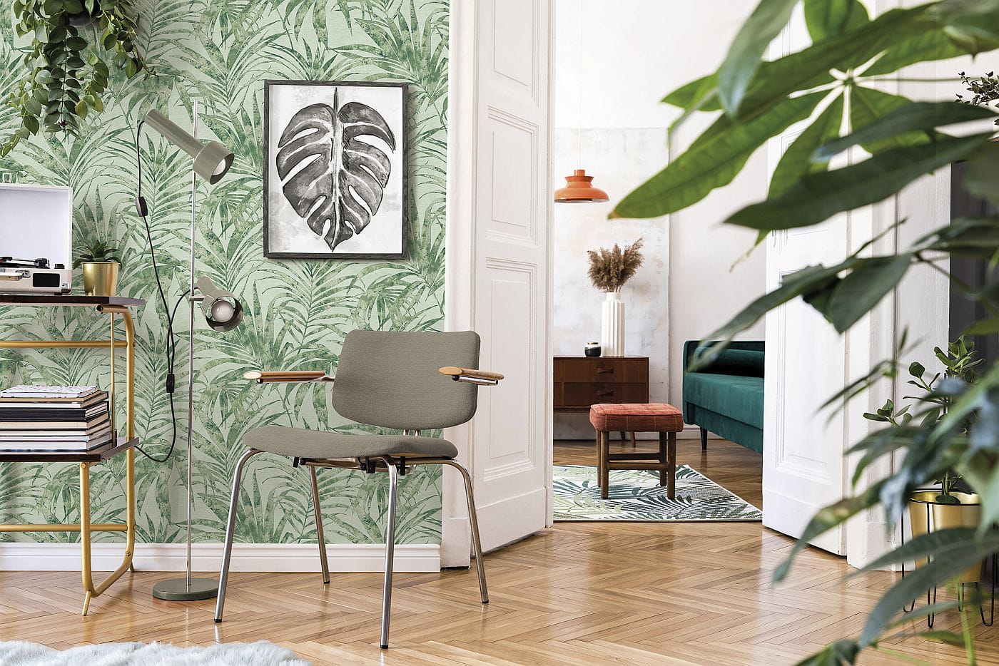 IVY 82273 Tapeta ścienna Marburg Novamur, liście, palmy, zielony