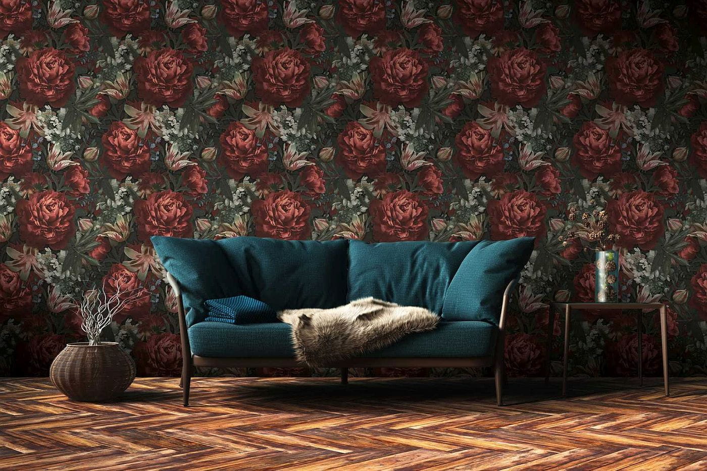 Print Walls 38509-1 Tapeta ścienna AS, kwiaty, kwiatki, piwonie, lilie