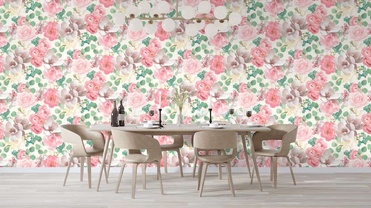 Tapeta 511237, duże kwiaty, na flizelinie, wielokolorowa