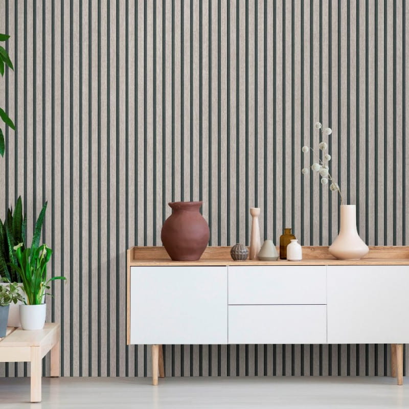 Tapeta ścienna na flizelinie szara lamele 10400-38