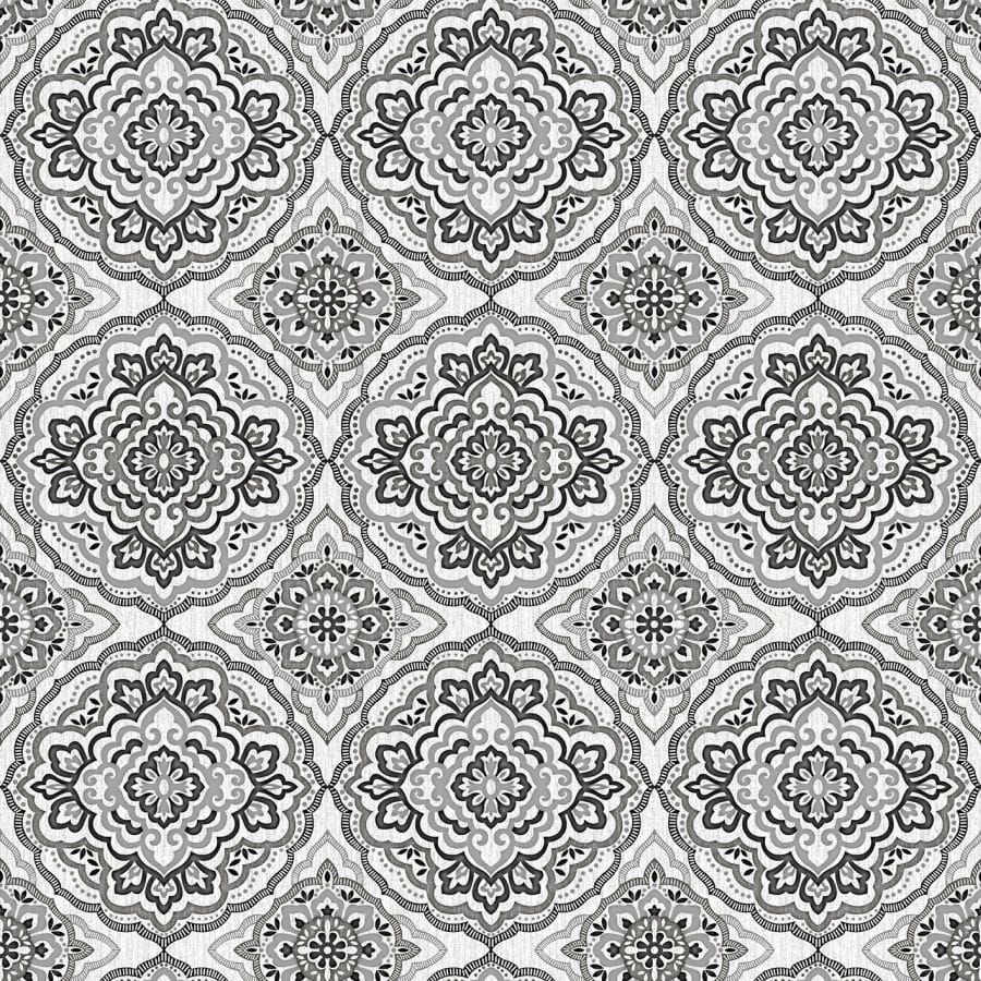 Cerata plamoodporna Obrus z PCV na włókninie Rozety czarne Dekorama 61E szer. 140cm