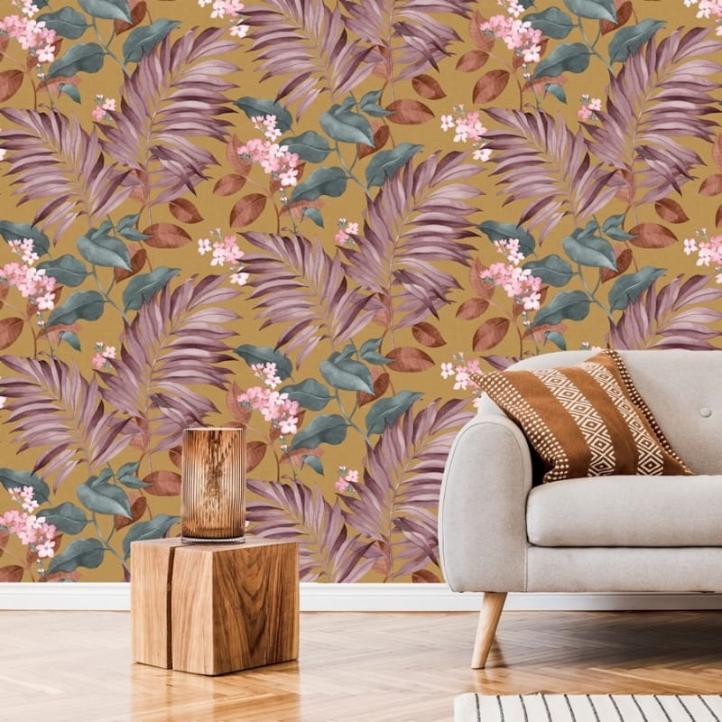 Tapeta A86410 Ugepa, ochra, róż, palmy kwiaty