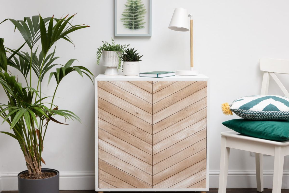 Okleina meblowa folia samoprzylepna chevron, drzwi, parapet, blat kuchenny, 200-8345