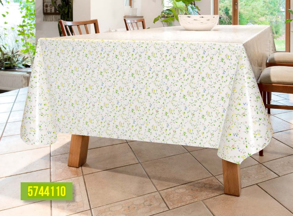 Cerata plamoodporna, obrus z PCV na flizelinie Ergis Trefl drobne kwiatuszki łączka 5744110 szer. 140cm