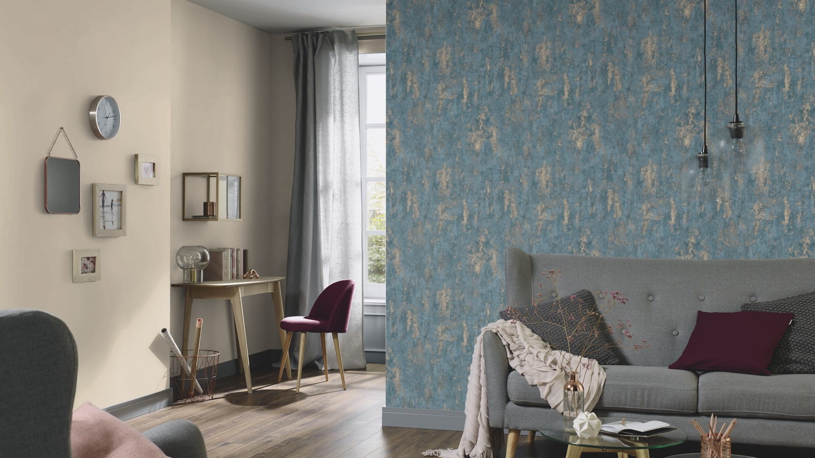 Tapeta Erismann 10273-08 tynk beton niebieski złoty do pokoju