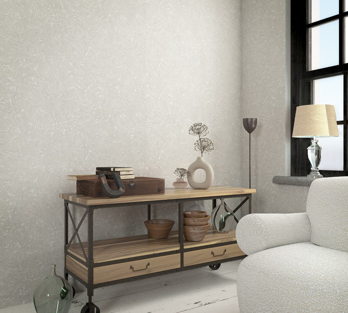 Tapeta ścienna na flizelinie 34152 Loft Superior Tynk jasny szary