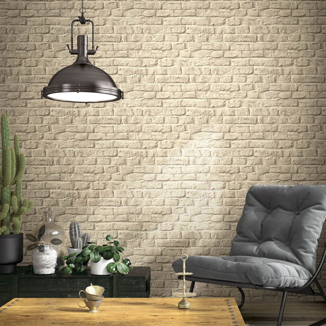 Tapeta ścienna na flizelinie 34169 beżowa ciemna cegła 3D Loft Superior